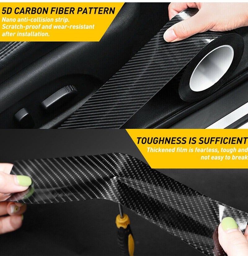 FAJ K5D 5D Carbon Fiber Nano Protection Sticker Tape 10CM x 10M Car Door Sill Guard Anti Scratch Strip Waterproof Door Edge Protector Bumper Guard Threshold Sticker Universal Auto Paint Protection Film Trim Decal Accessories Roll - Image 3