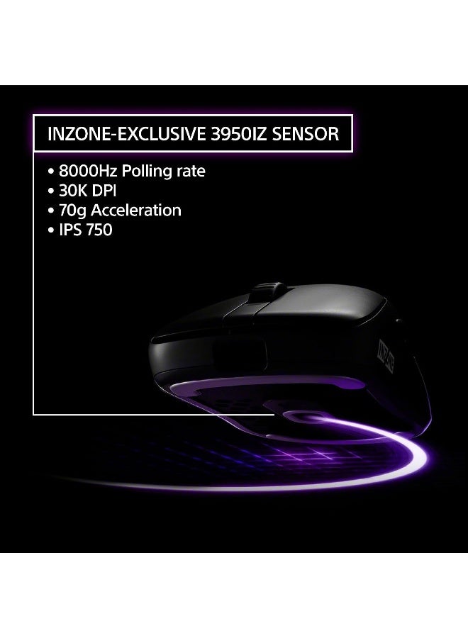 سوني Sony INZONE Mouse-A Ultra-Lightweight 48g Wireless Gaming Mouse with Dongle, Optical Switch, 8000Hz Polling, 30K DPI Sensor, 90Hr Battery, Customizable Buttons, USB-C - Black - Image 4