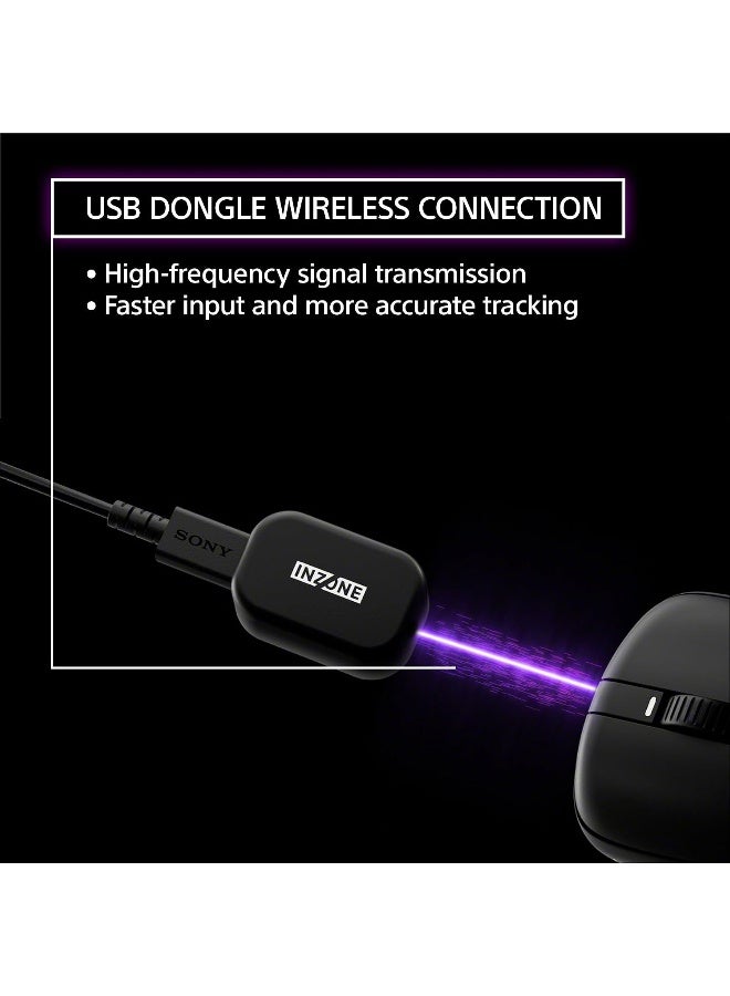 سوني Sony INZONE Mouse-A Ultra-Lightweight 48g Wireless Gaming Mouse with Dongle, Optical Switch, 8000Hz Polling, 30K DPI Sensor, 90Hr Battery, Customizable Buttons, USB-C - Black - Image 5