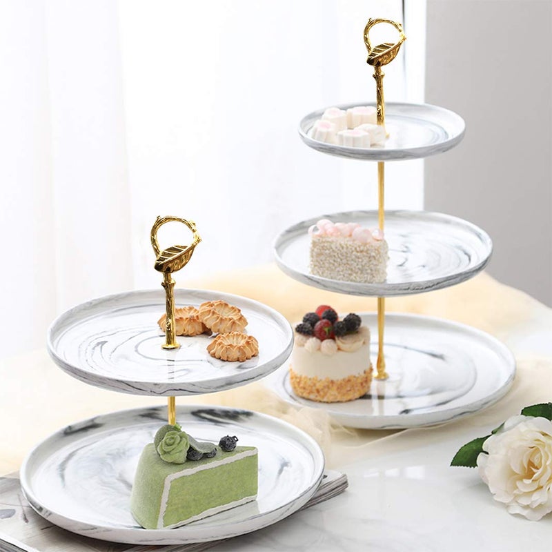 iSuperb 5 Sets 3 Tier Cupcake Stand Hardware Handles, Vintage Tray Stand Center Holder Fitting with Screws and Flat Washers for Party Wedding Display Stand (Leaf Golden) - Image 3