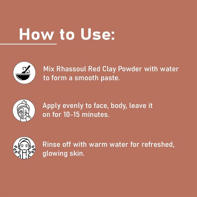 minature mi nature Rhassoul Red Clay Powder For Face Deep Cleansing Even Skin Tone Acne And Hair Care All Skin Type Unisex Use 100 Pure Herbal Hair Skin Care Mask 227G 8 Oz Pack Of 2 - Image 4