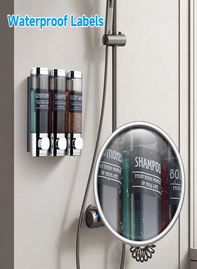 GlintGath Shampoo and Conditioner Dispenser,GlintGath Shower Dispenser 3 Chamber No Drill Shampoo Dispenser for Shower Wall Mounted Shower Soap Dispenser for Bathroom Hotel,3 * 300ML,Chrome - Image 4