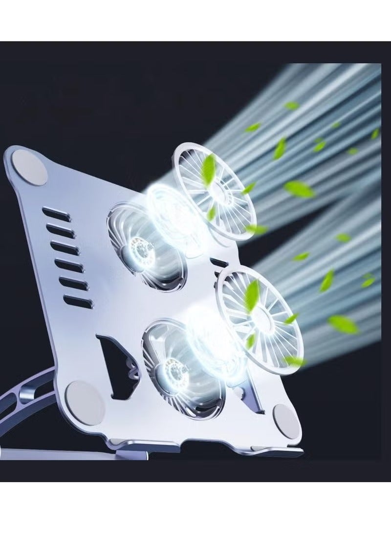 ELTRAZONE Laptop Stand V4.0 with Built-In Cooling Fans – 180° Double Axis Adjustable Aluminum Notebook Riser for 11" to 17.3" Laptops – Ergonomic, Foldable, and Anti-Slip Design with Superior Heat Dissipation – Durable and Stylish Silver Stand for Desk, Office, Home, and Study Use - Image 5