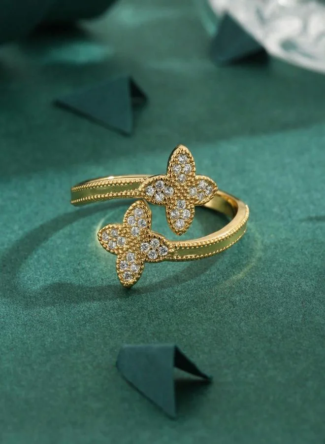 Take Two Clover Sparkle Adjustable Ring