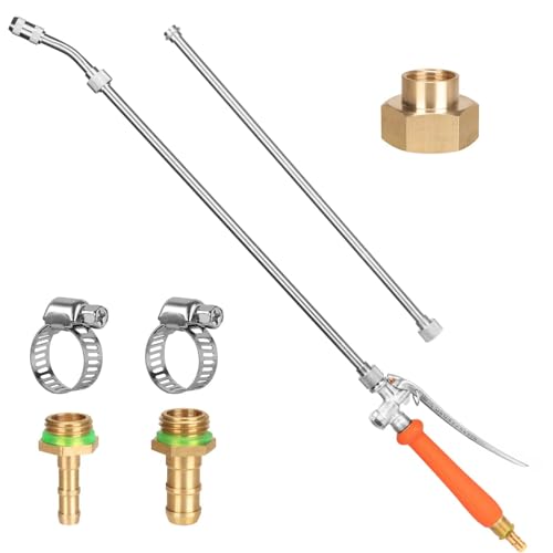 WUDIALIEN All Metal 44 Inches Replacement Sprayer Wand Garden Hose Watering Wand with 34 Brass Connector 14 38 Brass Barb for Most Sprayer Hoses Builtin Stainless Steel 2 Hose Clamps - Image 1