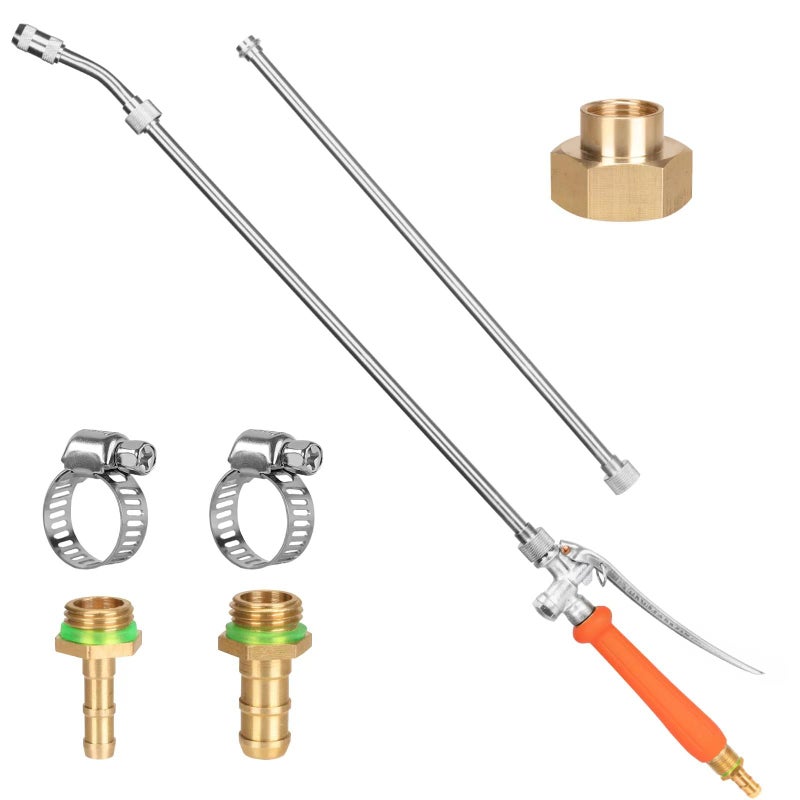 WUDIALIEN All Metal 44 Inches Replacement Sprayer Wand Garden Hose Watering Wand with 34 Brass Connector 14 38 Brass Barb for Most Sprayer Hoses Builtin Stainless Steel 2 Hose Clamps - Image 2