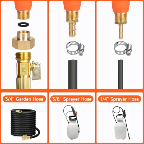 WUDIALIEN All Metal 44 Inches Replacement Sprayer Wand Garden Hose Watering Wand with 34 Brass Connector 14 38 Brass Barb for Most Sprayer Hoses Builtin Stainless Steel 2 Hose Clamps - Image 3