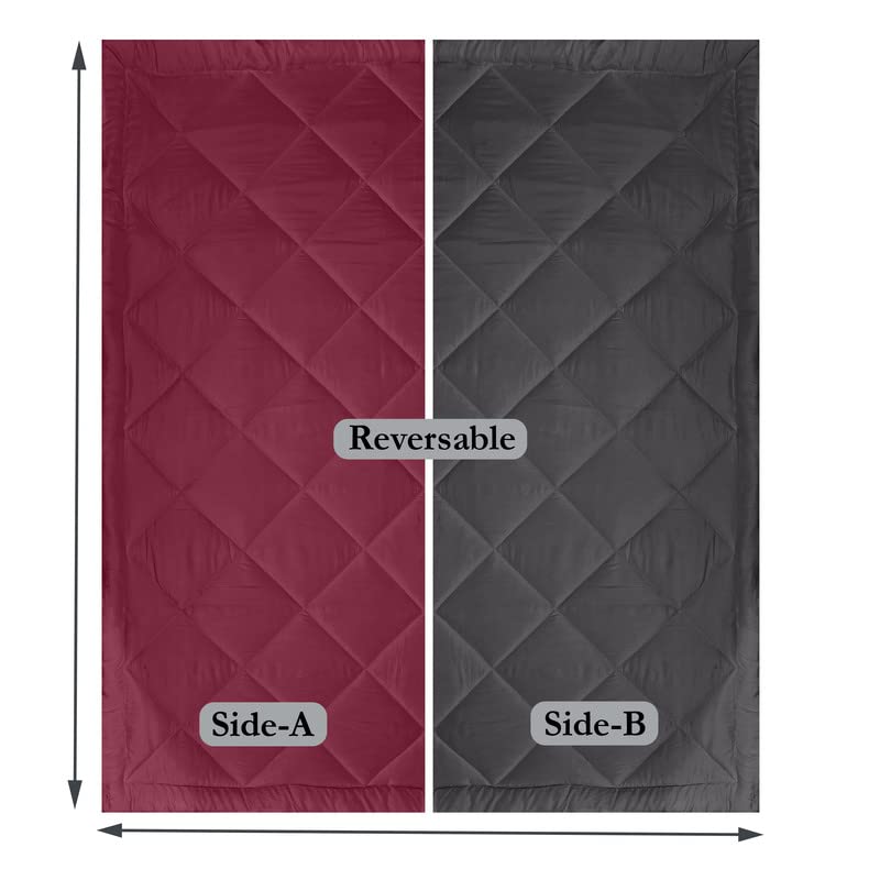 CHICERY Microfiber Reversible Solid Extra Comfort & Soft Comforter||Blanket Single Bed 250 GSM Ultra Soft Comforter for Winter-Maroon Grey-Pack of 1 - Image 5