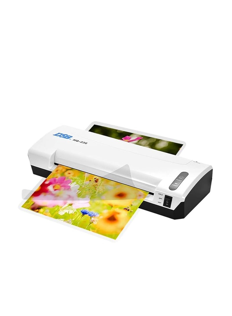 DSB A4 Photo Hot Cold Laminator Free Paper Trimmer Cutter 1.5-2min Warm Up 400mm/min Fast Speed for 80-125mic Film Laminating with Jam Release EU Plug - Image 1