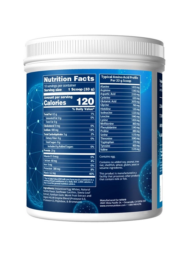 MRM Nutrition Egg White Protein | Vanilla Flavored | 23g Fat-Free Protein | with Digestive enzymes | Highest Biological Value | Clinically Tested | 10 Servings - Image 2