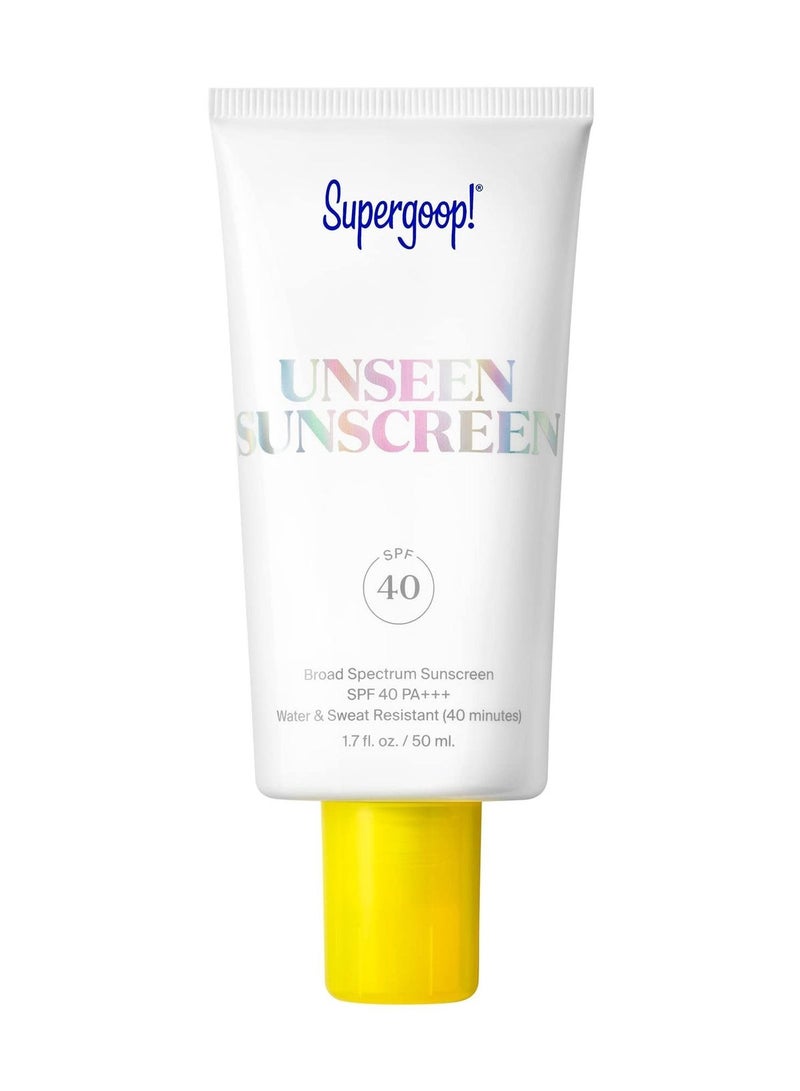 سوبر جوپ سونسكرين سوبرغوب! غير مرئي SPF 40، 1.7 أونصة - خالٍ من الزيوت، خفيف الوزن وغير مرئي وآمن للشعاب المرجانية، واقي شمس واسع الطيف للوجه لجميع أنواع البشرة - عديم الرائحة - مثالي كبرايمر للمكياج - صديق لللحية - Image 1