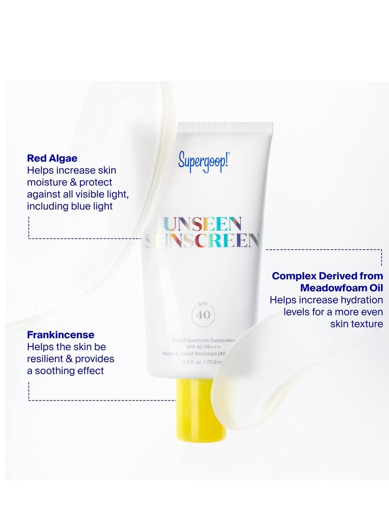 سوبر جوپ سونسكرين سوبرغوب! غير مرئي SPF 40، 1.7 أونصة - خالٍ من الزيوت، خفيف الوزن وغير مرئي وآمن للشعاب المرجانية، واقي شمس واسع الطيف للوجه لجميع أنواع البشرة - عديم الرائحة - مثالي كبرايمر للمكياج - صديق لللحية - Image 2