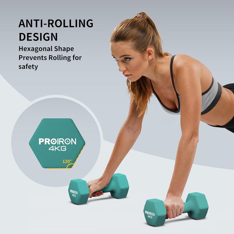 PROIRON مجموعة دمبل هكس نيونبرين - 2 × 4 كجم - Image 2
