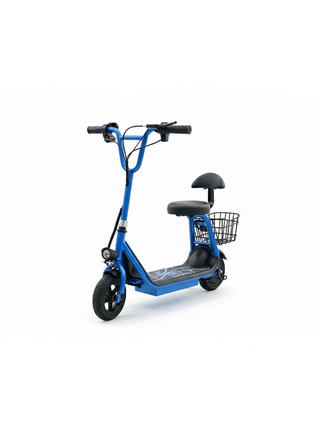 ماييي سكوتر هارلي كهربائي صغير للأطفال مزود بمقعد مزود بإضاءة LED | محرك 36 فولت/250 واط | بطارية 13 أمبير/ساعة | ثلاثة أوضاع سرعة، 25 كم/ساعة (أزرق) - Image 1