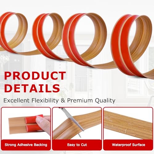LSGCQ Flexible Wall Corner Protector Moulding Trim Peel and Stick Wall Corner Guards Edge Protector Self Adhesive Molding Trim Strip for Edge Ceiling Light Brown Wood Grain 24 in x 20 Ft - Image 3