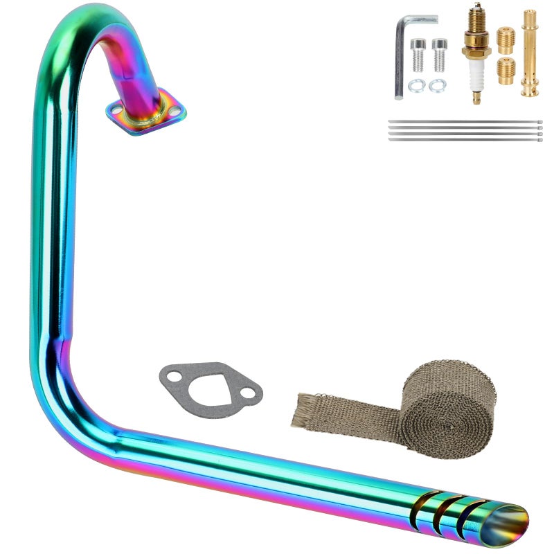 CILOYU 212cc Mini Bike Left Long Exhaust Pipe Replacement for Coleman CT200U CT200U-EX BT200X KT196 Baja MB165 MB200 Axis M200 196cc GX160 GX200 Engine Monster Mega Moto 200cc Minibike Go Kart Parts - Image 1