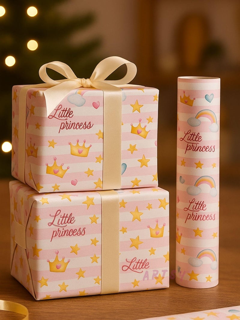 ARTSY® Little Princess Gift Wrapping Paper Roll Pack of 5 – Premium Kraft Paper Sheets Gift Packing – 50 x 70 cm Each - Image 4