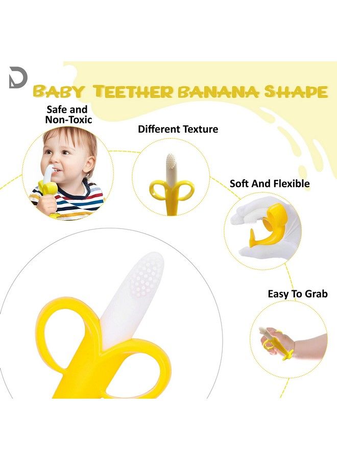 DaKos Teether Soother For New Born Teether And Soother For Baby Baby Mitten Teether Baby Chew Toys For Sucking Needs Sensory Teether Toy (Banana Shape Yellow) - Image 3