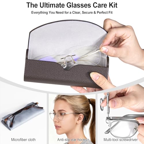 RayLove Ultimate Glasses Case Kit, Hard Shell Sunglasses and Eyeglass Case with Cleaning Cloth, Screwdriver, Ear Hooks - Image 3