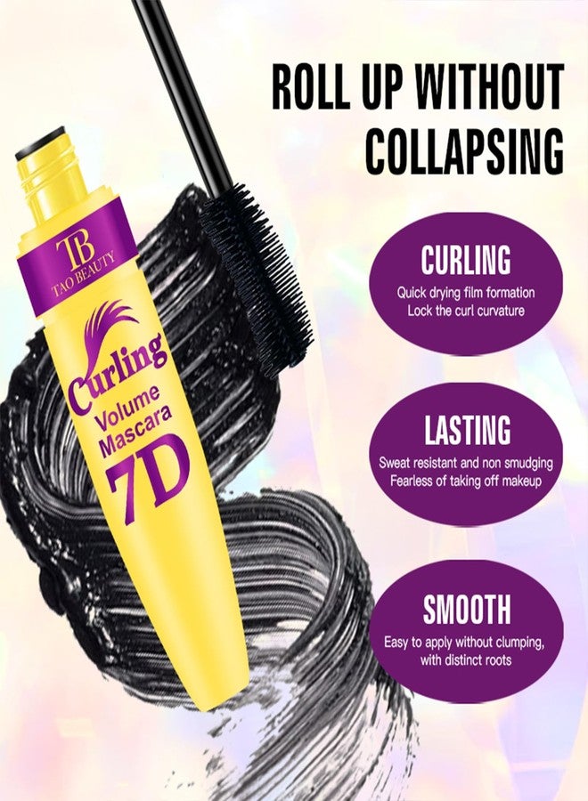 أ.د.م.د.م.د ماسكارا 7D Fiber Lashes المقاومة للماء لتكثيف الرموش، تطويل الرموش ومقاومة للماء، مقاومة للتلطخ، تركيبة تدوم طويلاً (أسود) - Image 4