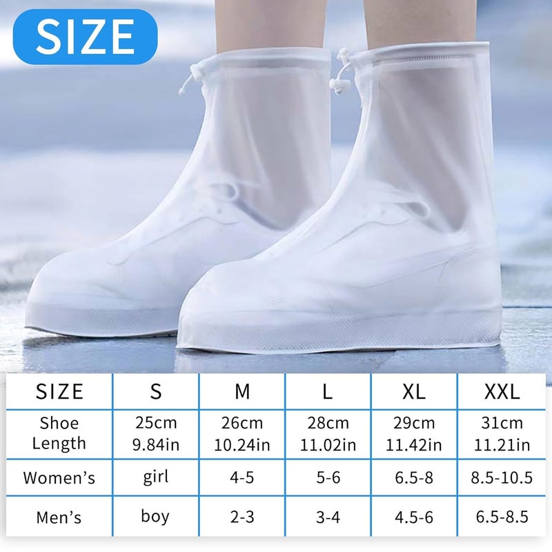 VENDICS Rain Boots Shoe Covers Waterproof for Men Women Shoe Protectors with Zipper Not-Slip Reusable Overshoes Galoshes for Hiking Climbing Camping Cycling Rainy Day (White)(Pack of 1) (6UK) - Image 5