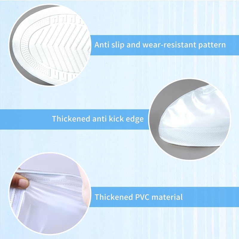 VENDICS Rain Boots Shoe Covers Waterproof for Men Women Shoe Protectors with Zipper Not-Slip Reusable Overshoes Galoshes for Hiking Climbing Camping Cycling Rainy Day (White)(Pack of 1) (6UK) - Image 4