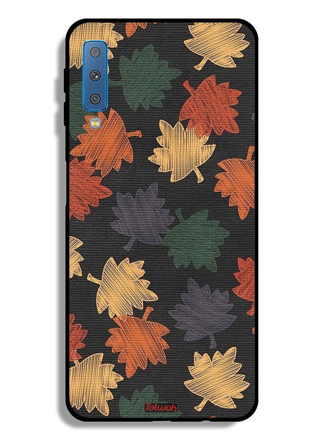 Tolwak Samsung Galaxy A7 (2018) Protective Case Cover Autumn Leaves Art - Image 1