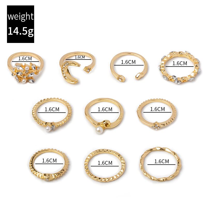 FUTIMELY Boho Retro Stackable Rings Sets for Women Knuckle Joint Finger Knuckle Nail Ring Sets Moon Stars Stack Preppy Statement Rings Cute Trendy Stuff Jewelry (10-10PC-Moon Stars Rings) - Image 2