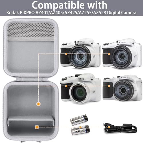 Baval Camera Case Compatible with KODAK PIXPRO AZ405/AZ425/AZ255/AZ401/AZ528 Digital Camera Vlogging Camera,White Case - Image 3