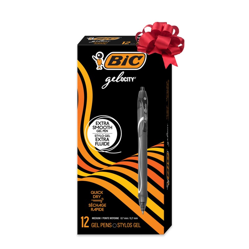 BIC Gelocity Quick Dry Gel Pen, Fast Drying Ink and Comfortable Grip, 12-Count in Black Ink - Image 1