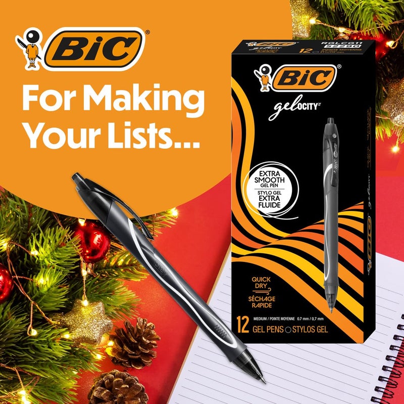 BIC Gelocity Quick Dry Gel Pen, Fast Drying Ink and Comfortable Grip, 12-Count in Black Ink - Image 2