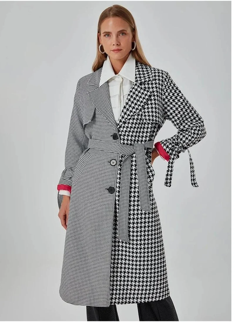 MIZALLE Contrast Tie Detail Coat