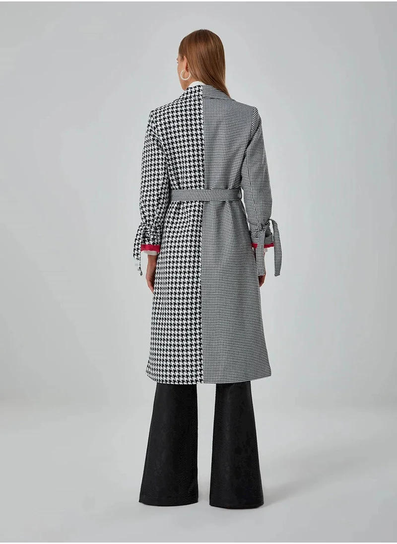 MIZALLE Contrast Tie Detail Coat