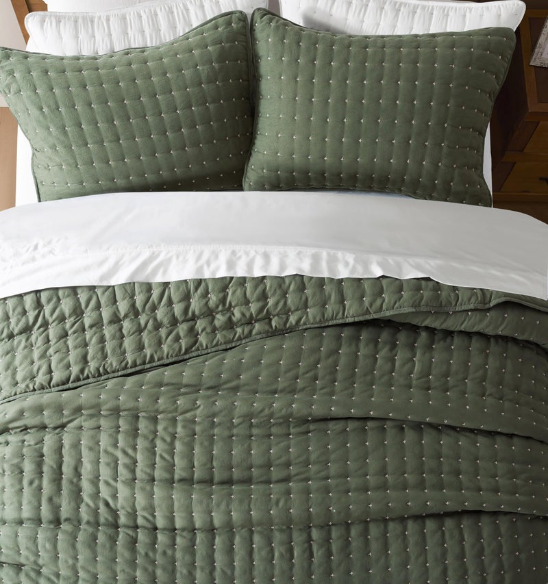 WDCOZY Twin Quit Size Bedding Sets with Pillow Sham, Lightweight Soft Bedspread Coverlet, Quilted Blanket Thin Comforter Bed Cover for All Season, 2 Pieces, 68x90 inches, Moss Green - Image 2