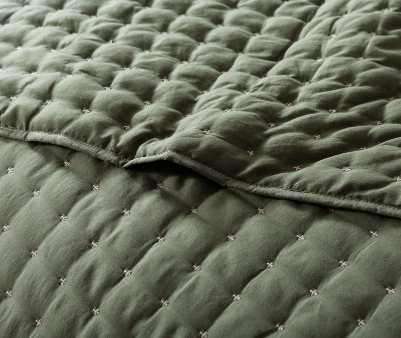 WDCOZY Twin Quit Size Bedding Sets with Pillow Sham, Lightweight Soft Bedspread Coverlet, Quilted Blanket Thin Comforter Bed Cover for All Season, 2 Pieces, 68x90 inches, Moss Green - Image 5