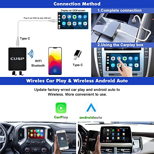 CUSP 2025 Wireless Car Play AI Box Android 8 Core 4G+64G+SIM Play Store Auto GPS Video Adapter Split Screen WiFi YouTube,Only for OEM Wired CarPlay Cars (for Factory Wired Car Play - Image 2
