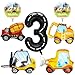 YiYou 7 Pcs Construction Balloons 40 Inch Number 3 Foil Balloons Excavator Truck Forklift Bulldozer Construction Birthday Balloons for Boys Construction Themed 3rd Birthday Truck Party Decorations Supplies - Image 2