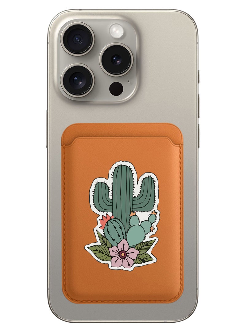 Theodor Magnetic Wallet, Compatible with MagSafe Wallet, for iPhone Wallet, for iPhone 16/15/14/13/12 Series, Not for iPhone 13/12 mini, 3 Card Holder, Vegan Leather, Brown - Cactus - Image 1