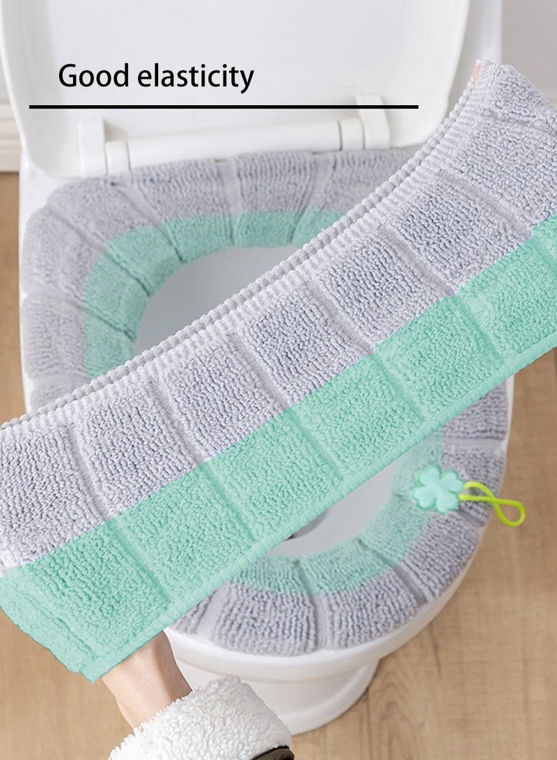 2pcs Toilet Seat Cover Warm Plush Washable Thicken Pads Mat,Toilet Seat Cover Pads, Soft Universal Toilet Seat Cover Pads, Stretchable Washable Toilet Seat Cover Pads,Easy Installation Cushion Lid Covers - Image 2