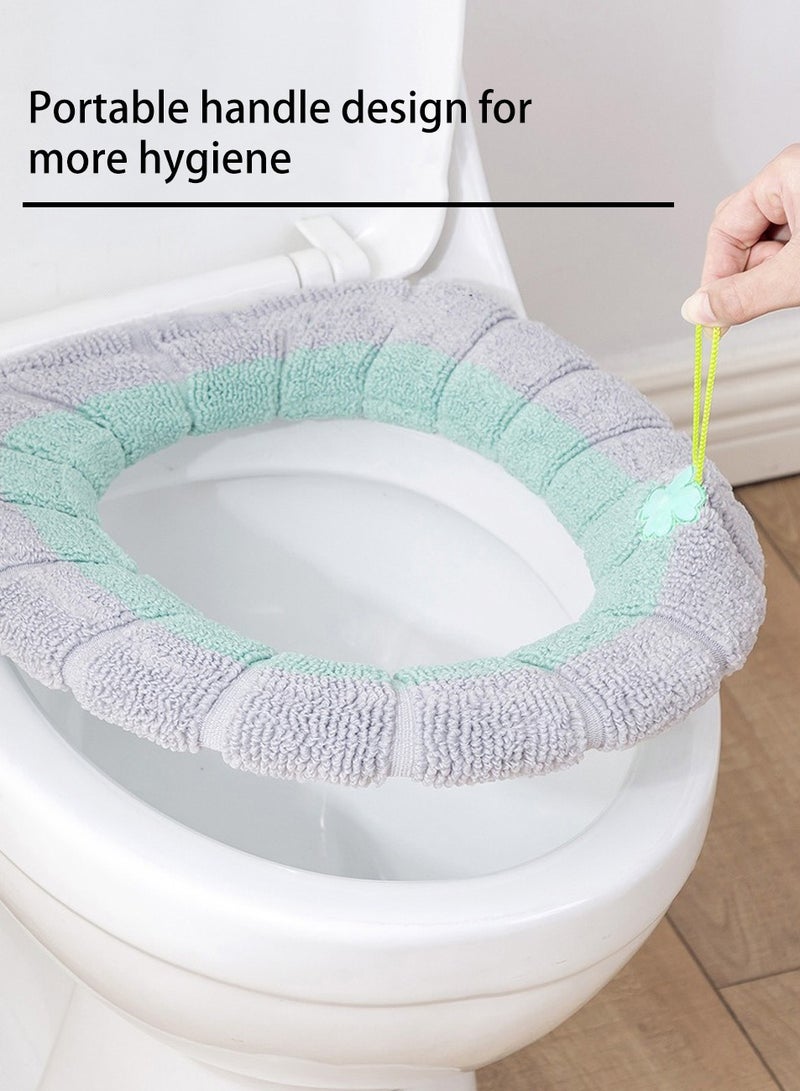 2pcs Toilet Seat Cover Warm Plush Washable Thicken Pads Mat,Toilet Seat Cover Pads, Soft Universal Toilet Seat Cover Pads, Stretchable Washable Toilet Seat Cover Pads,Easy Installation Cushion Lid Covers - Image 3