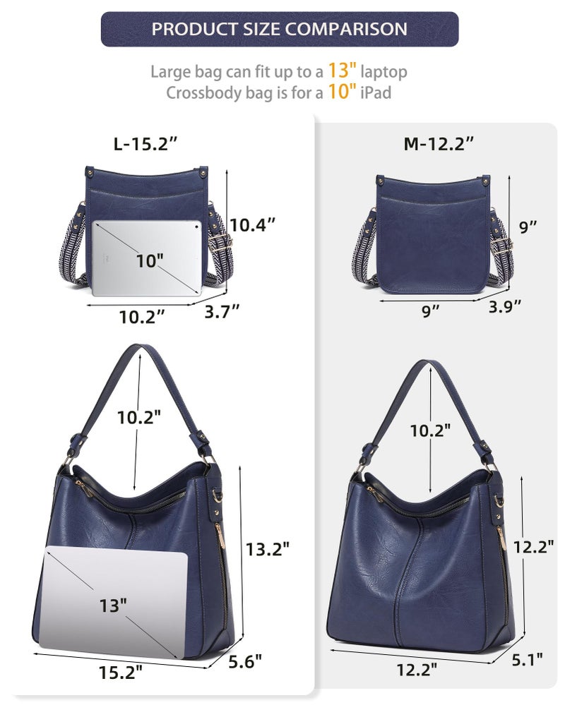 BAVERGE Purses for Women 3PCS, Crossbody Bags Set Large Leather Purse Shoulder Handbags with Wallet Adjustable Straps for Ladies Tote - Image 4