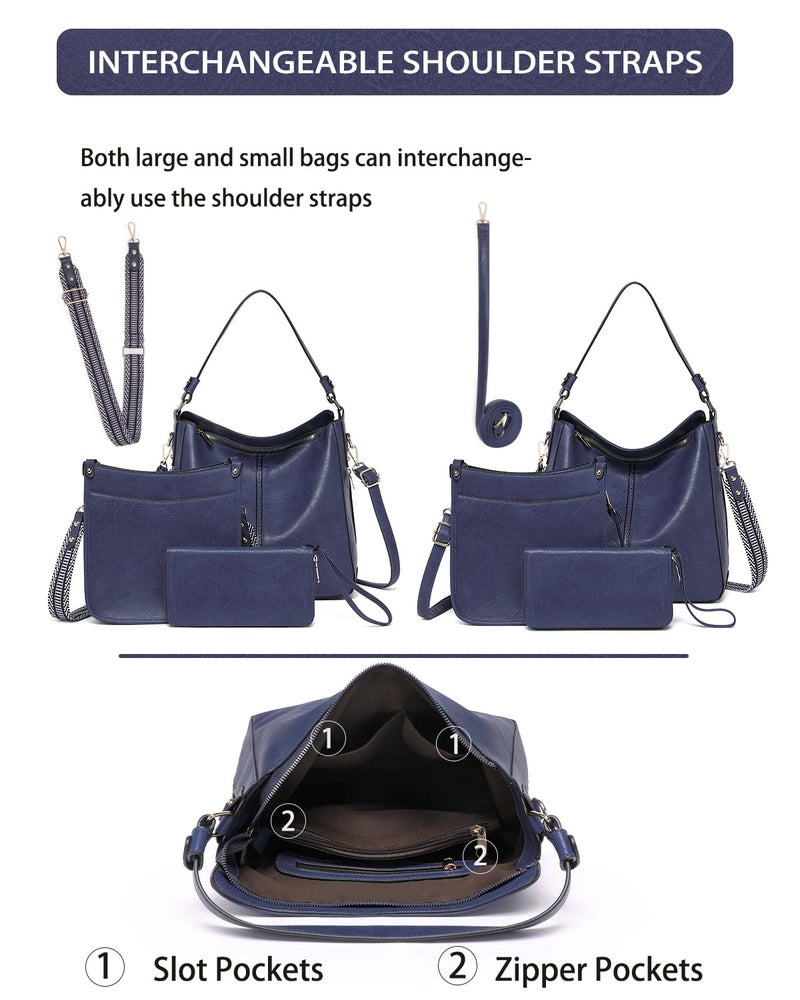 BAVERGE Purses for Women 3PCS, Crossbody Bags Set Large Leather Purse Shoulder Handbags with Wallet Adjustable Straps for Ladies Tote - Image 5