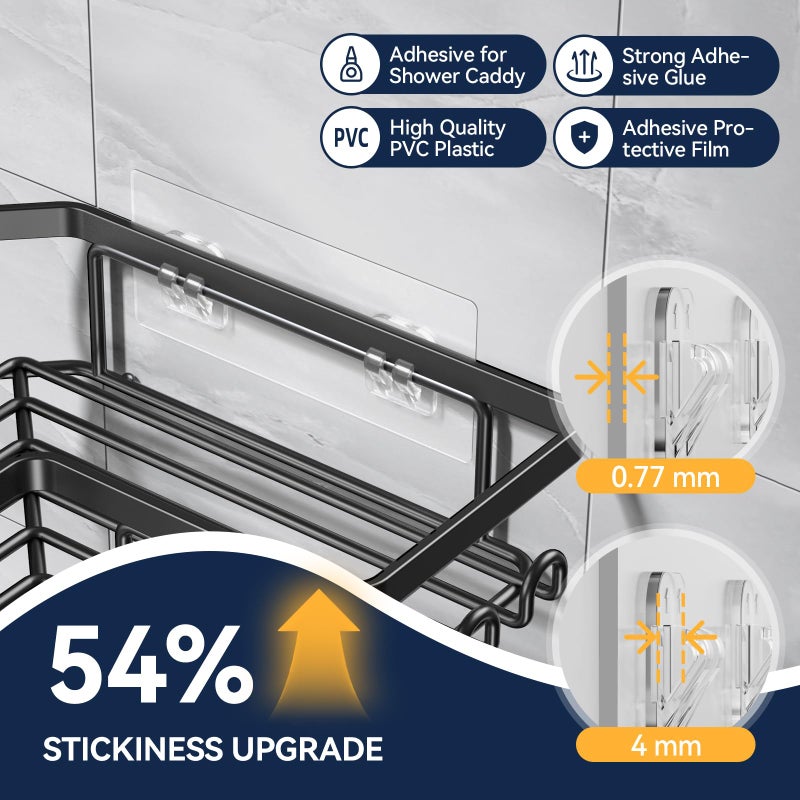 YASONIC 5-Pack Shower Caddy Adhesive Replacement - Transparent Shower Adhesive Strips, No Drilling Hooks for Bath Storage Shelves, Kitchen Racks, Basket & Soap Holder - Image 3