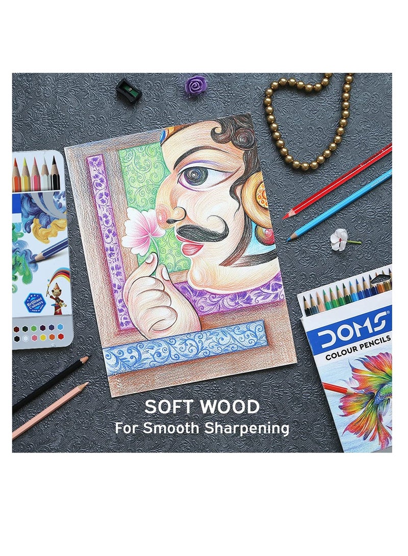 DOMS Shades Super Soft Color Pencils Flat Tin Box Smooth Color Application For Blending Experimenting Different Art Strokes Non Toxic Safe For Childrens Pack Of 1 Multicolor - Image 3