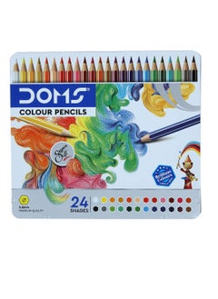 DOMS Shades Super Soft Color Pencils Flat Tin Box Smooth Color Application For Blending Experimenting Different Art Strokes Non Toxic Safe For Childrens Pack Of 1 Multicolor  - Image 1