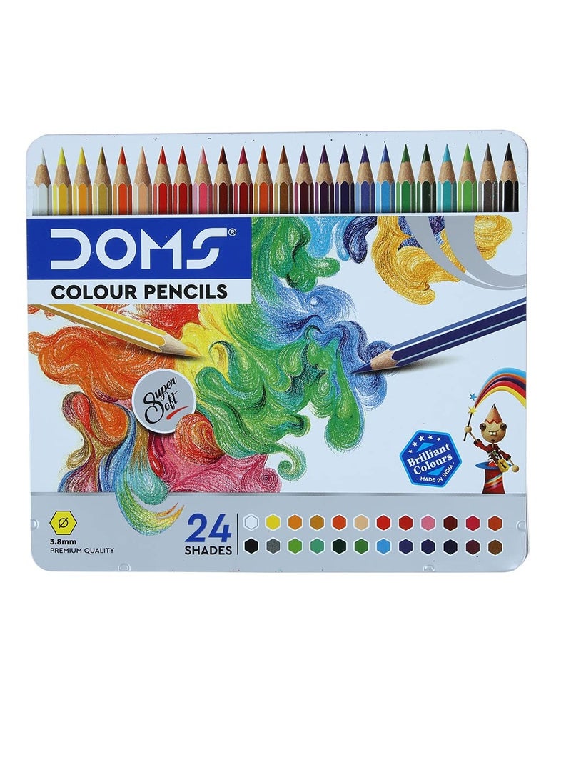 DOMS Shades Super Soft Color Pencils Flat Tin Box Smooth Color Application For Blending Experimenting Different Art Strokes Non Toxic Safe For Childrens Pack Of 1 Multicolor - Image 1