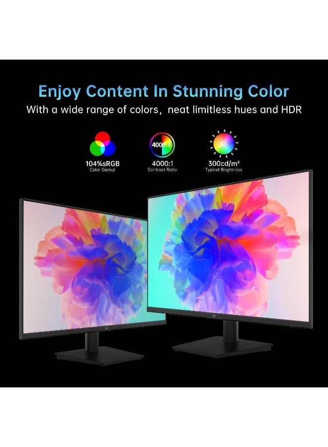 ك تي سي شاشة ألعاب KTC مقاس 24 بوصة بدقة 1080 بكسل - معدل تحديث 100 هرتز بتقنية FreeSync مع HDR10، قابلة للتركيب على حامل VESA، إمكانية تعديل الإمالة، تصميم بدون إطار، منافذ HDMI وVGA وسماعات أذن للكمبيوتر الشخصي، مناسبة للعمل المكتبي - Image 3