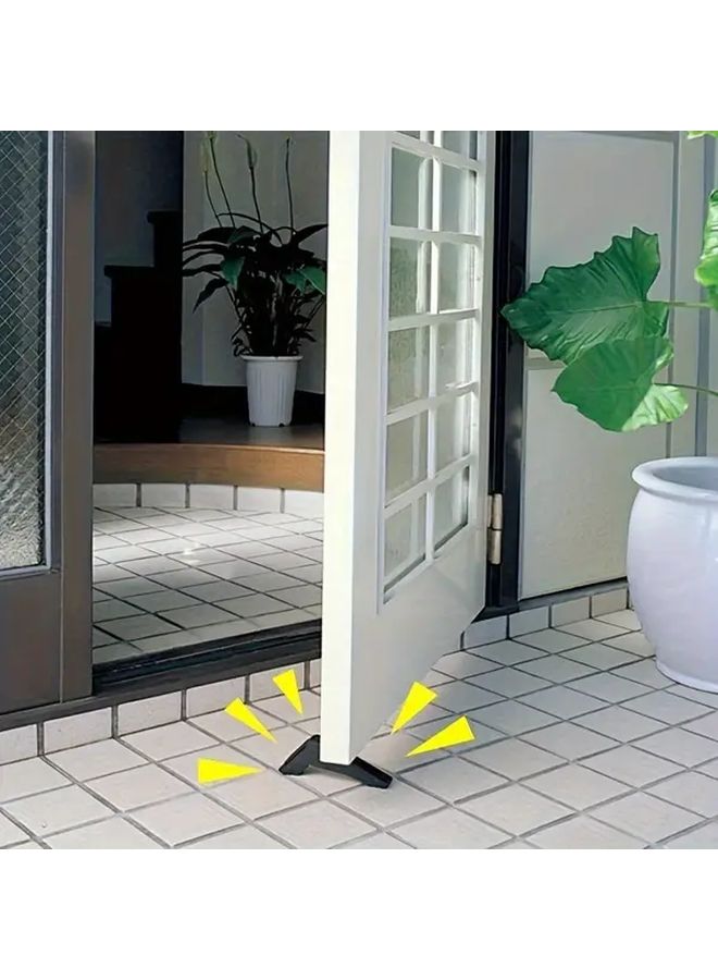 Dark Black 2pcs Triangular Door Stoppers Windproof No Drill Wedge for Home Office - Image 5