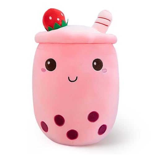 Ditucu Cute Boba Tea Plush Stuffed Bubble Tea Plushie Cartoon Soft Strawberry Pillow Home Hugging Gift for Kids Pink 196 inch - Image 1