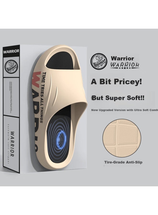 Warrior Men's Thick-soled Non-slip Bathroom Slippers Casual Outdoor Wear Resistant Sandals Sdj-3a77 Khaki Size 44-45